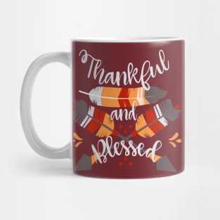 Thankful And Blessed Arrows Feather Thanksgiving Mug